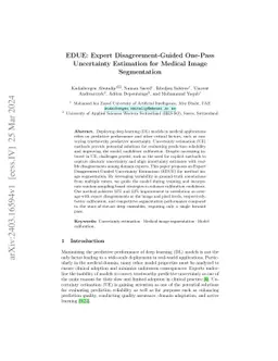 EDUE: Expert Disagreement-Guided One-Pass Uncertainty Estimation for
  Medical Image Segmentation