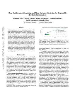 Deep Reinforcement Learning and Mean-Variance Strategies for Responsible
  Portfolio Optimization
