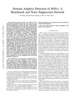 Domain Adaptive Detection of MAVs: A Benchmark and Noise Suppression
  Network