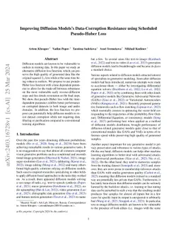 Improving Diffusion Models's Data-Corruption Resistance using Scheduled
  Pseudo-Huber Loss