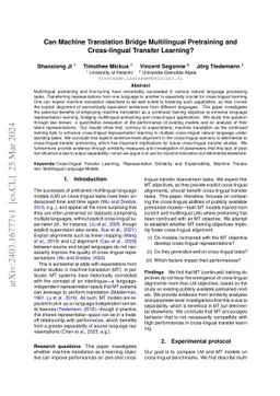 Can Machine Translation Bridge Multilingual Pretraining and
  Cross-lingual Transfer Learning?