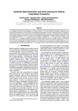 Synthetic Data Generation and Joint Learning for Robust Code-Mixed
  Translation