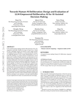 Towards Human-AI Deliberation: Design and Evaluation of LLM-Empowered Deliberative AI for AI-Assisted Decision-Making