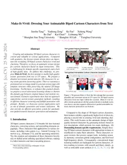 Make-It-Vivid: Dressing Your Animatable Biped Cartoon Characters from
  Text