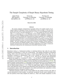 The Sample Complexity of Simple Binary Hypothesis Testing