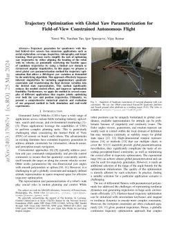 Trajectory Optimization with Global Yaw Parameterization for
  Field-of-View Constrained Autonomous Flight