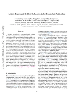 LOTUS: Evasive and Resilient Backdoor Attacks through Sub-Partitioning