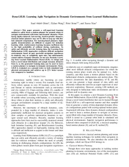 Dyna-LfLH: Learning Agile Navigation in Dynamic Environments from Learned Hallucination