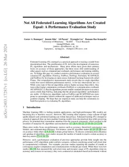 Not All Federated Learning Algorithms Are Created Equal: A Performance
  Evaluation Study