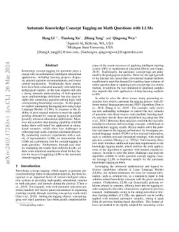 Automate Knowledge Concept Tagging on Math Questions with LLMs