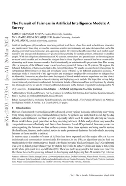 The Pursuit of Fairness in Artificial Intelligence Models: A Survey