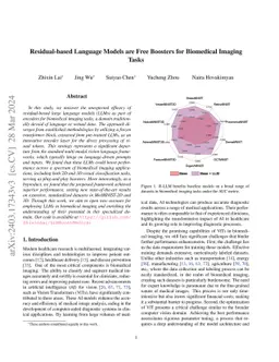 Residual-based Language Models are Free Boosters for Biomedical Imaging