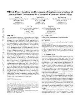 MESIA: Understanding and Leveraging Supplementary Nature of Method-level
  Comments for Automatic Comment Generation