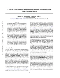 Chain-of-Action: Faithful and Multimodal Question Answering through Large Language Models