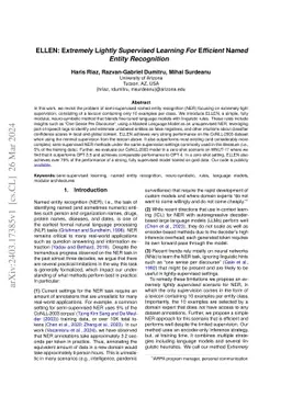 ELLEN: Extremely Lightly Supervised Learning For Efficient Named Entity Recognition