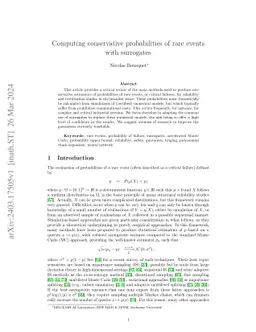 Computing conservative probabilities of rare events with surrogates