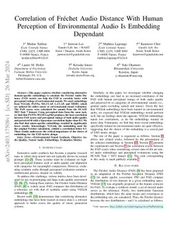 Correlation of Fréchet Audio Distance With Human Perception of
  Environmental Audio Is Embedding Dependant