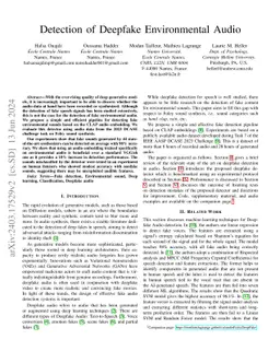 Detection of Deepfake Environmental Audio