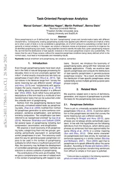 Task-Oriented Paraphrase Analytics