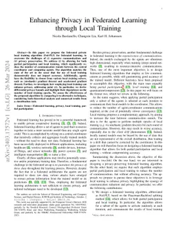 Enhancing Privacy in Federated Learning through Local Training