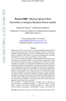 Forest-ORE: Mining Optimal Rule Ensemble to interpret Random Forest
  models