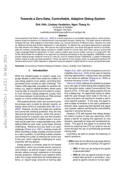 Towards a Zero-Data, Controllable, Adaptive Dialog System