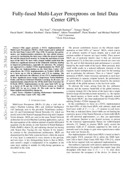 Fully-fused Multi-Layer Perceptrons on Intel Data Center GPUs