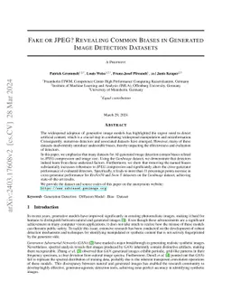 Fake or JPEG? Revealing Common Biases in Generated Image Detection
  Datasets