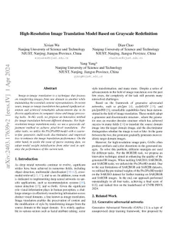 High-Resolution Image Translation Model Based on Grayscale Redefinition