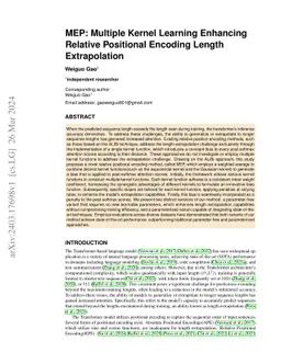 MEP: Multiple Kernel Learning Enhancing Relative Positional Encoding
  Length Extrapolation