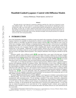 Manifold-Guided Lyapunov Control with Diffusion Models