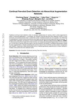 Continual Few-shot Event Detection via Hierarchical Augmentation
  Networks