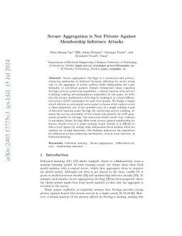 Secure Aggregation is Not Private Against Membership Inference Attacks