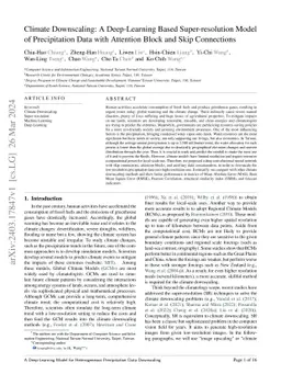 Climate Downscaling: A Deep-Learning Based Super-resolution Model of
  Precipitation Data with Attention Block and Skip Connections
