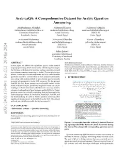 ArabicaQA: A Comprehensive Dataset for Arabic Question Answering