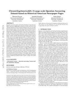 ChroniclingAmericaQA: A Large-scale Question Answering Dataset based on
  Historical American Newspaper Pages
