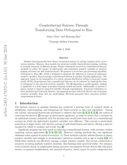 Counterfactual Fairness through Transforming Data Orthogonal to Bias
