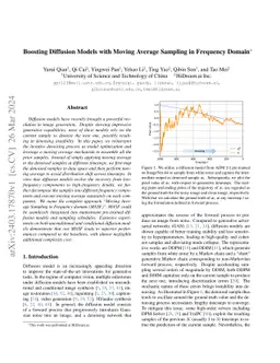Boosting Diffusion Models with Moving Average Sampling in Frequency
  Domain