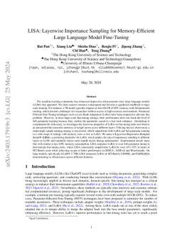 LISA: Layerwise Importance Sampling for Memory-Efficient Large Language
  Model Fine-Tuning