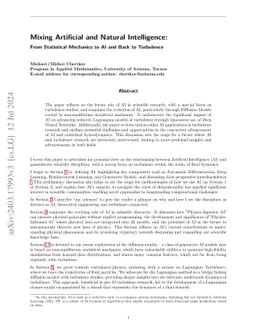 Mixing Artificial and Natural Intelligence: From Statistical Mechanics
  to AI and Back to Turbulence
