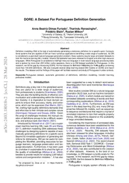 DORE: A Dataset For Portuguese Definition Generation