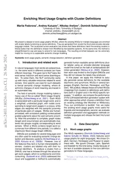 Enriching Word Usage Graphs with Cluster Definitions
