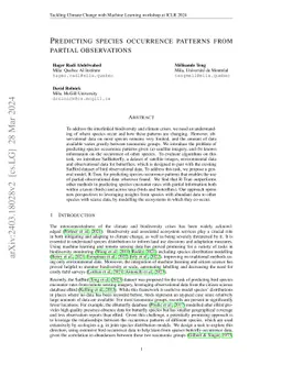 Predicting Species Occurrence Patterns from Partial Observations