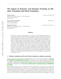 The Impact of Syntactic and Semantic Proximity on Machine Translation
  with Back-Translation