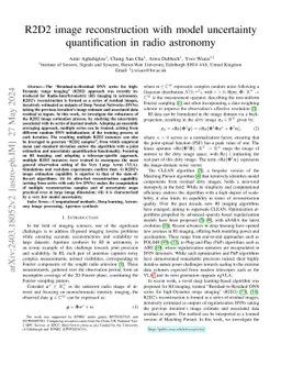 R2D2 image reconstruction with model uncertainty quantification in radio
  astronomy