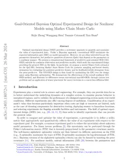 Goal-Oriented Bayesian Optimal Experimental Design for Nonlinear Models using Markov Chain Monte Carlo