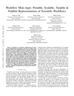 Workflow Mini-Apps: Portable, Scalable, Tunable & Faithful
  Representations of Scientific Workflows