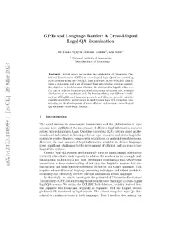 GPTs and Language Barrier: A Cross-Lingual Legal QA Examination