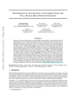 Mathematical Foundation and Corrections for Full Range Head Pose
  Estimation
