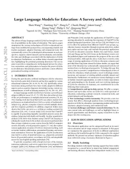 Large Language Models for Education: A Survey and Outlook